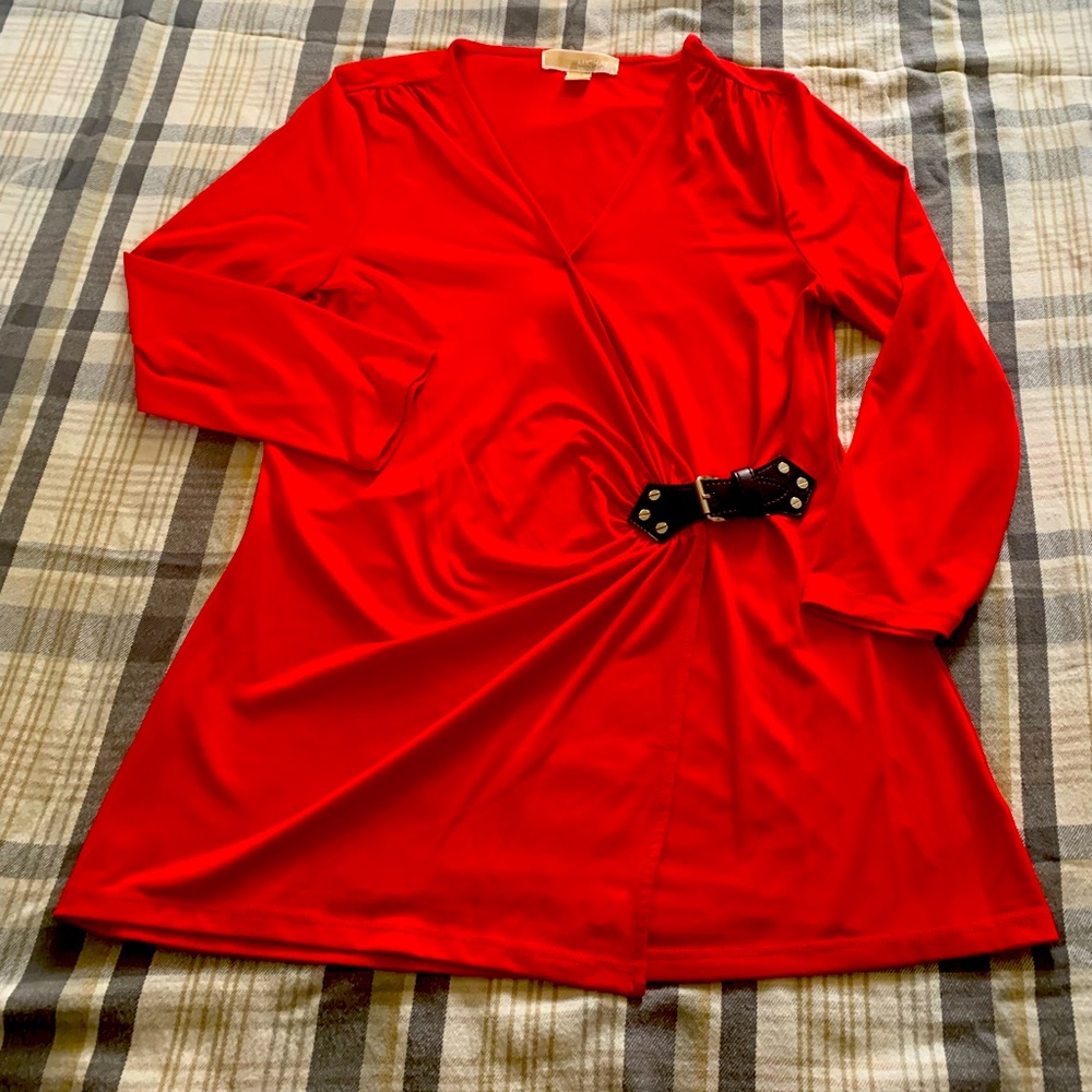 Michael Kors Red Blouse with Buckle
